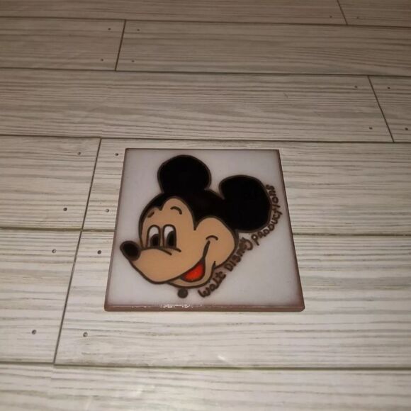 Walt Disney Productions Vintage Mickey Mouse Decorative Tile Made In Italy - Picture 1 of 8